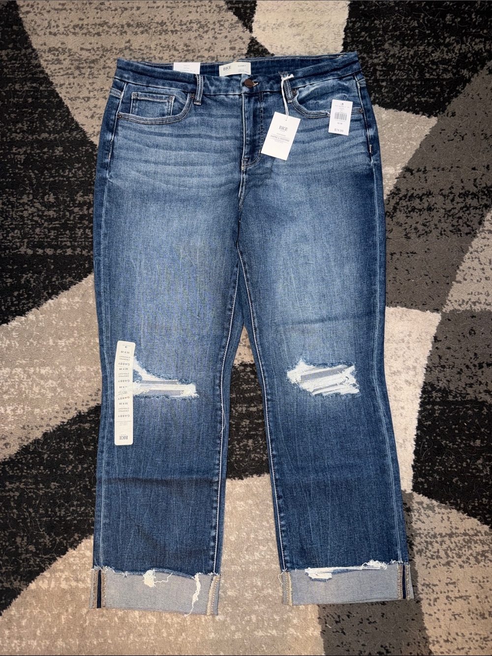 BKE Gabby Women's Distressed Cropped Straight Curvy Fit High-Rise 32x28